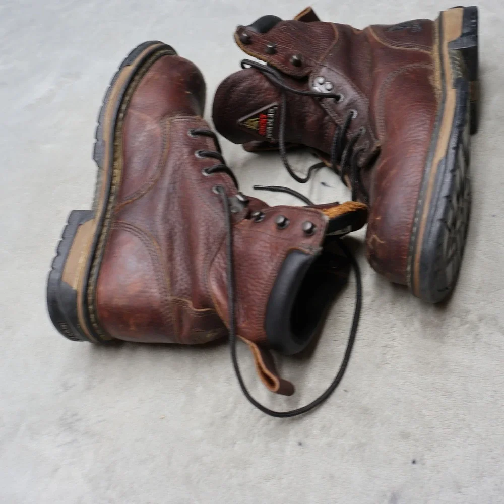 Rocky Men 8W Work Boots Brown Leather Ironclad Steel Toe Lace Up Waterproof 6693